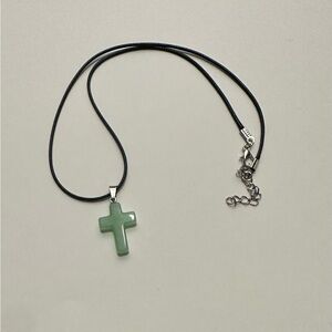 Green Cross Pendant Necklace